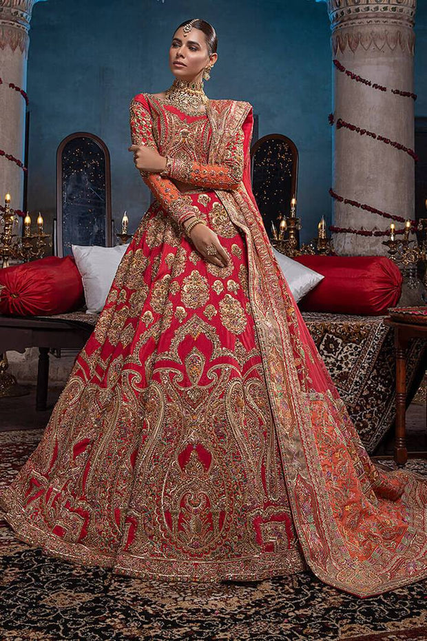 red bridal dresses for barat Spanish Red Bridal Dress Pakistani Red Bridal Dress Berkeley California USA Farshi Lehenga Dress with Price Shazia Yasin