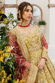 Pakistani Bridal Yellow Lehenga Frock Dress Online
