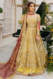 Pakistani Bridal Yellow Lehenga Frock Dress