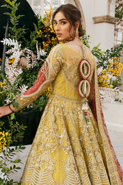 Pakistani Bridal Yellow Lehenga Frock Mehndi Dress