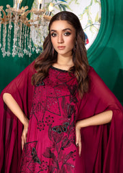Pakistani Cap Style Shirt Dress in Maroon Shade Pakistani