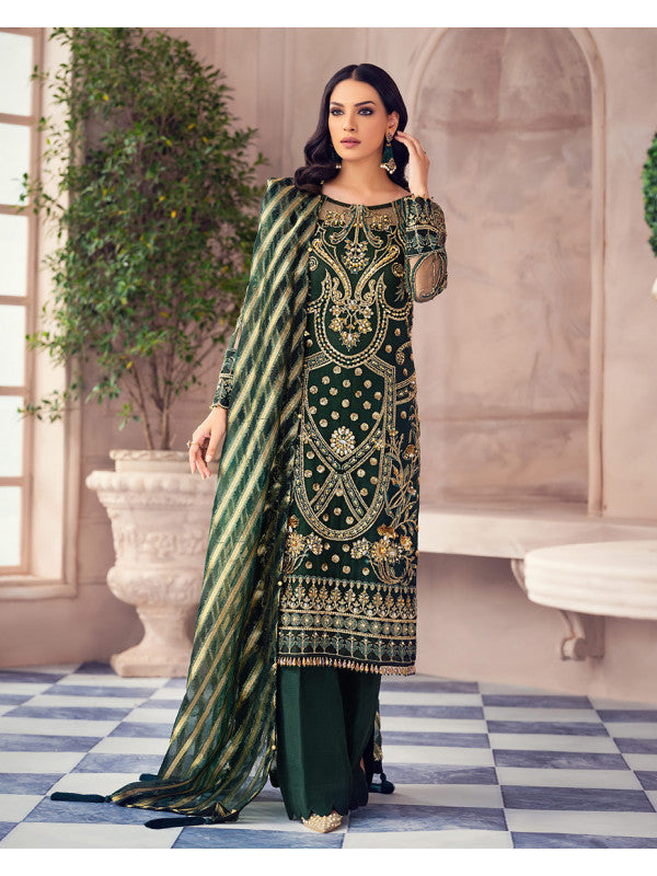 Pakistani Casual Dress for Party in Green Color