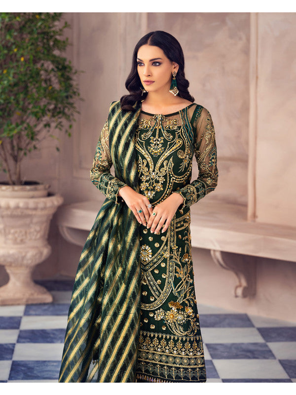 Pakistani Casual Dress for Party in Green Color Online X Large
