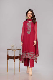 Pakistani Chiffon Dress in Kameez Trouser Dupatta Style