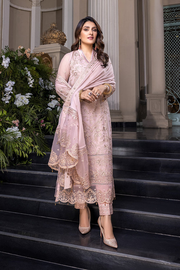 Party Wear Pakistani Chiffon Dress in Pink Mauve Shade 2022 SMALL