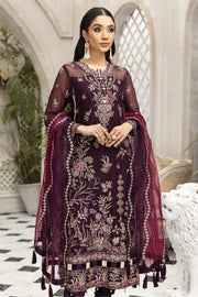 Pakistani Chiffon Dress in Plum Shade