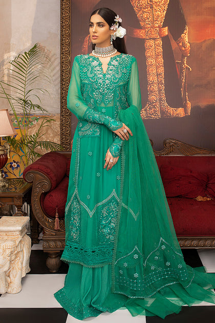 Pakistani Chiffon Dress with Net Dupatta – Nameera by Farooq
