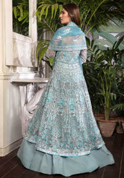 Pakistani Chiffon Frock in Turquoise Color Backside Look