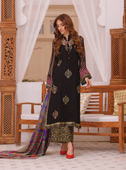 Pakistani Chiffon Salwar Kameez in Black Color for Eid