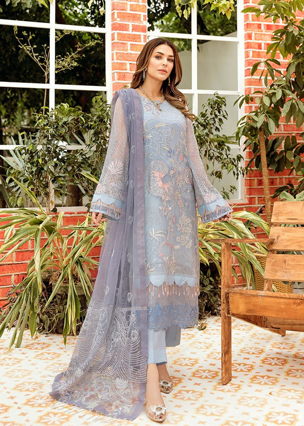 Pakistani Crinkle Chiffon Dress with Embroidery #Y6115