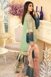 Pakistani Designer Chiffon Suit in Green Color Backside Look