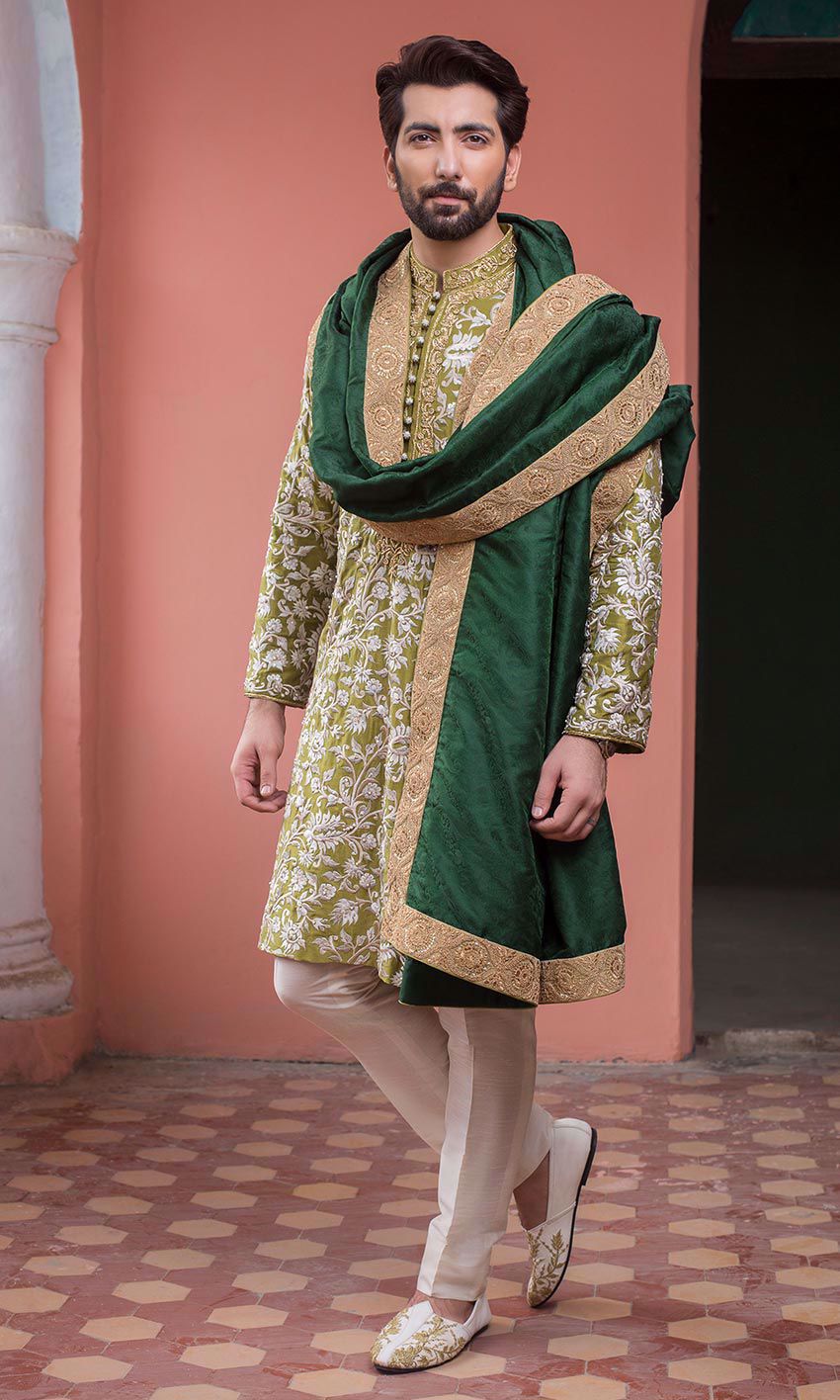 Buy Pakistani Designer Groom Sherwani Online – Nameera by Farooq