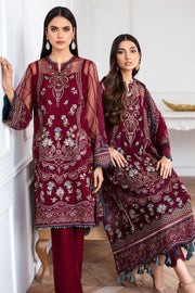 Pakistani Designer Jazmin Suit in Maroon Color