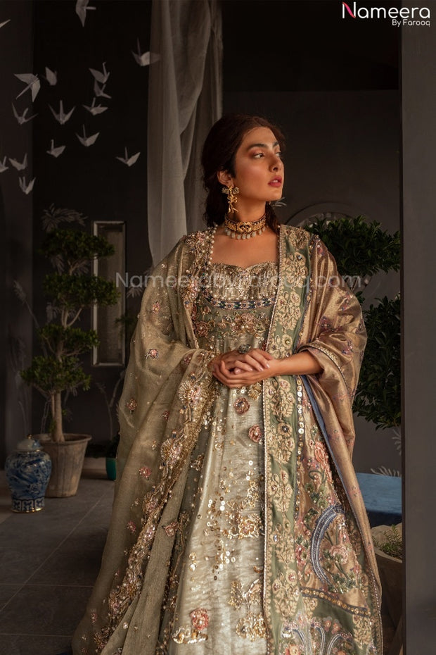 Pakistani Designer Mint Bridal Wedding Lehenga 2022
