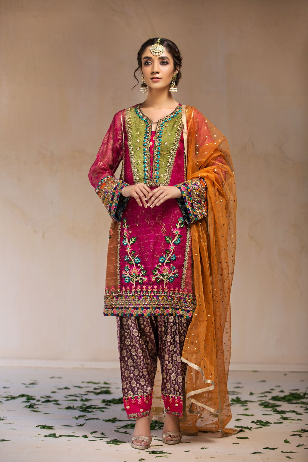 Pakistani Designer Party Dress in Red Color 