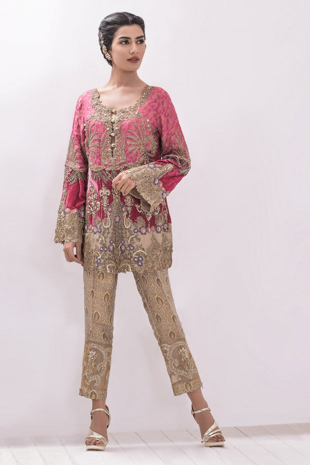 Pakistani Designer Party Suit in Pink Color