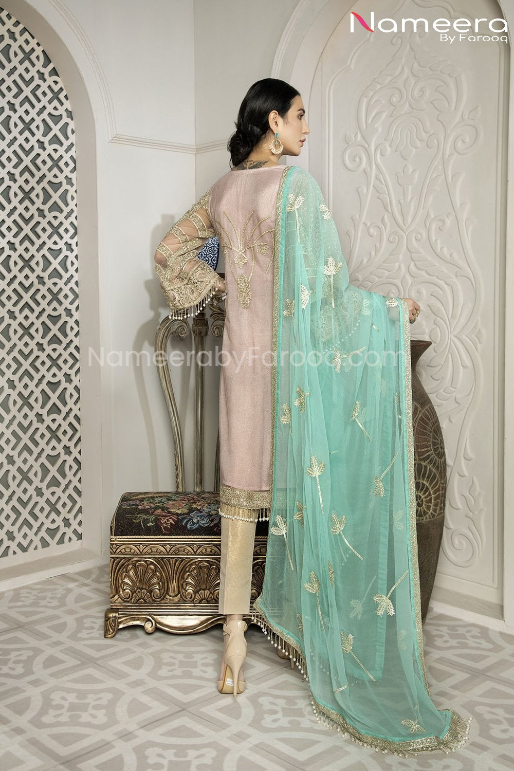 Pakistani Designer Party Wear Dress for Girls  Backside Look