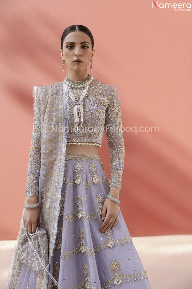 Pakistani Designer Purple Lehenga Bridal Dress 2022