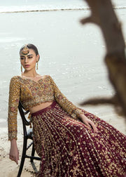 Pakistani Designer Red Lehnga Choli for Wedding Close Up
