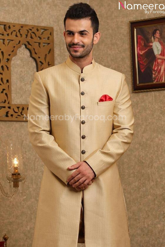 Pakistani Designer Sherwani Wedding Online 2021 Close up View