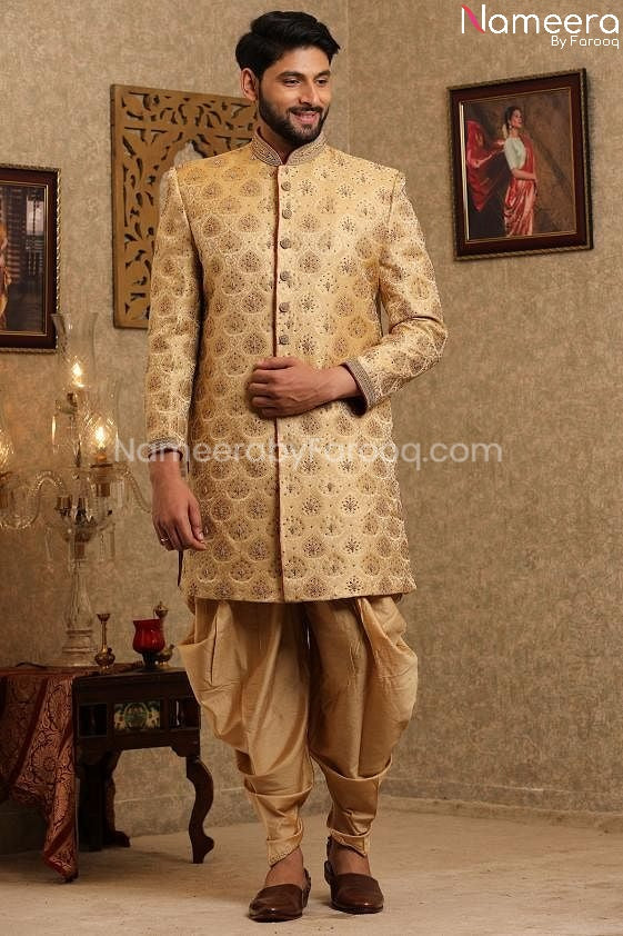 Pakistani Designer Sherwani for Groom Online Front Look