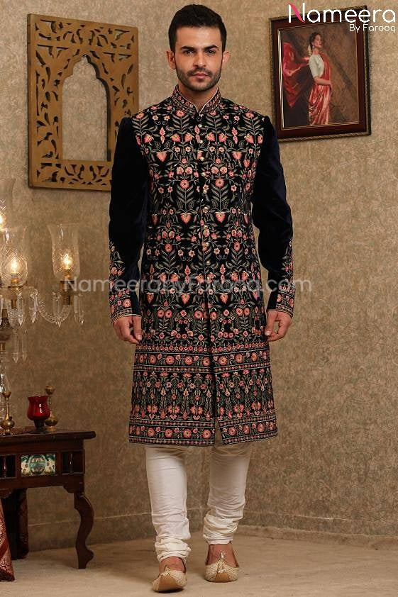 Pakistani Designer Sherwani for Wedding 2021 Front Look