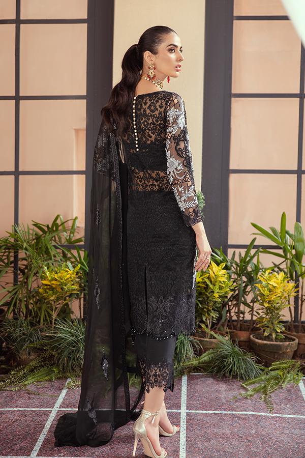 Pakistani Party Dress with Capri in Black Color Online 2021 CUSTOM SIZES Pakistani Party Dress with Capri in Black Color Online 2021 CUSTOM SIZES