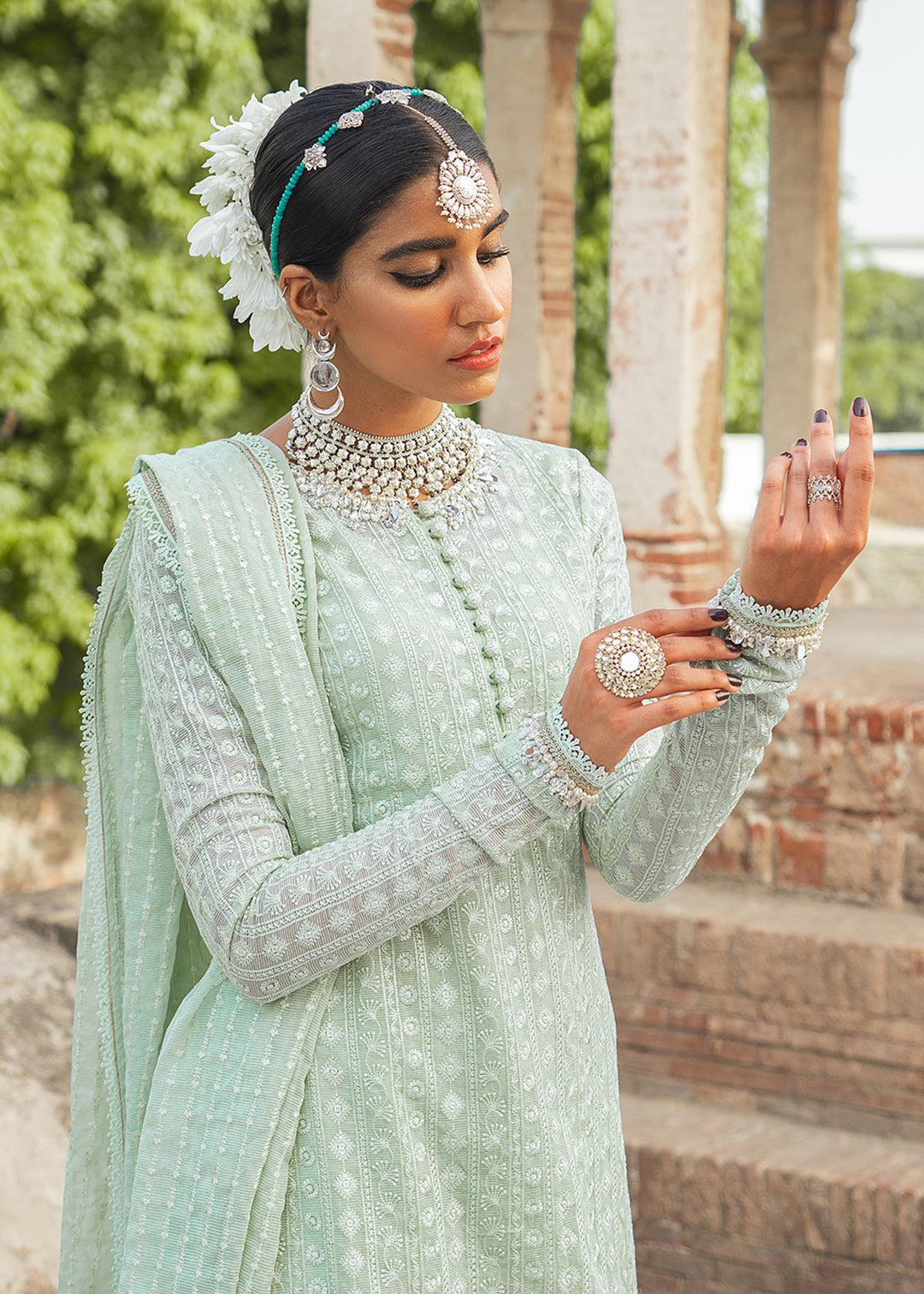 Shalwar Kameez Woman in Mint Green Shade Latest Online 2021 LARGE Shalwar Kameez Woman in Mint Green Shade Latest Online 2021 LARGE