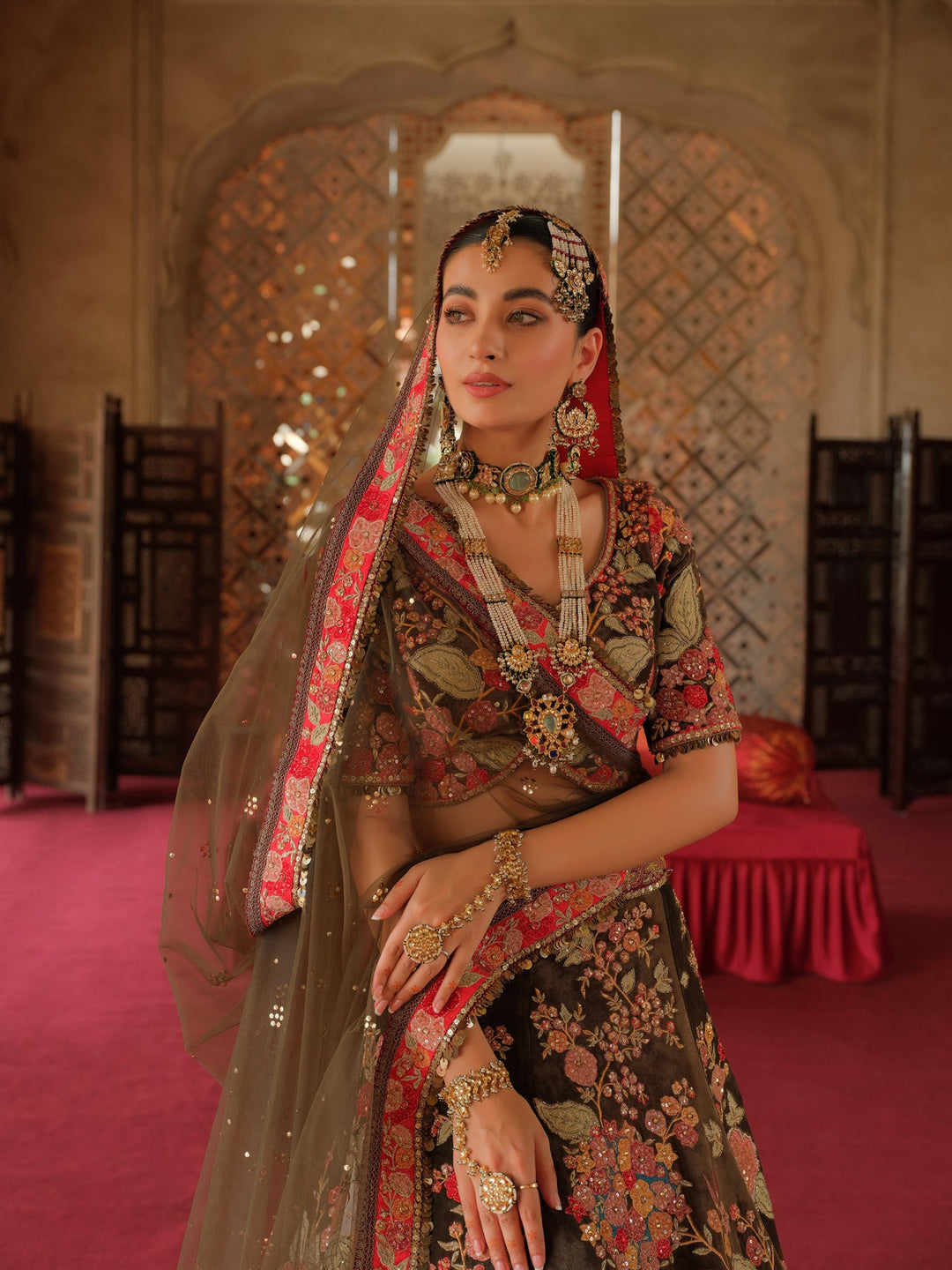 Luxurious Pakistani Bridal Lehenga Choli with Floral Embroidery