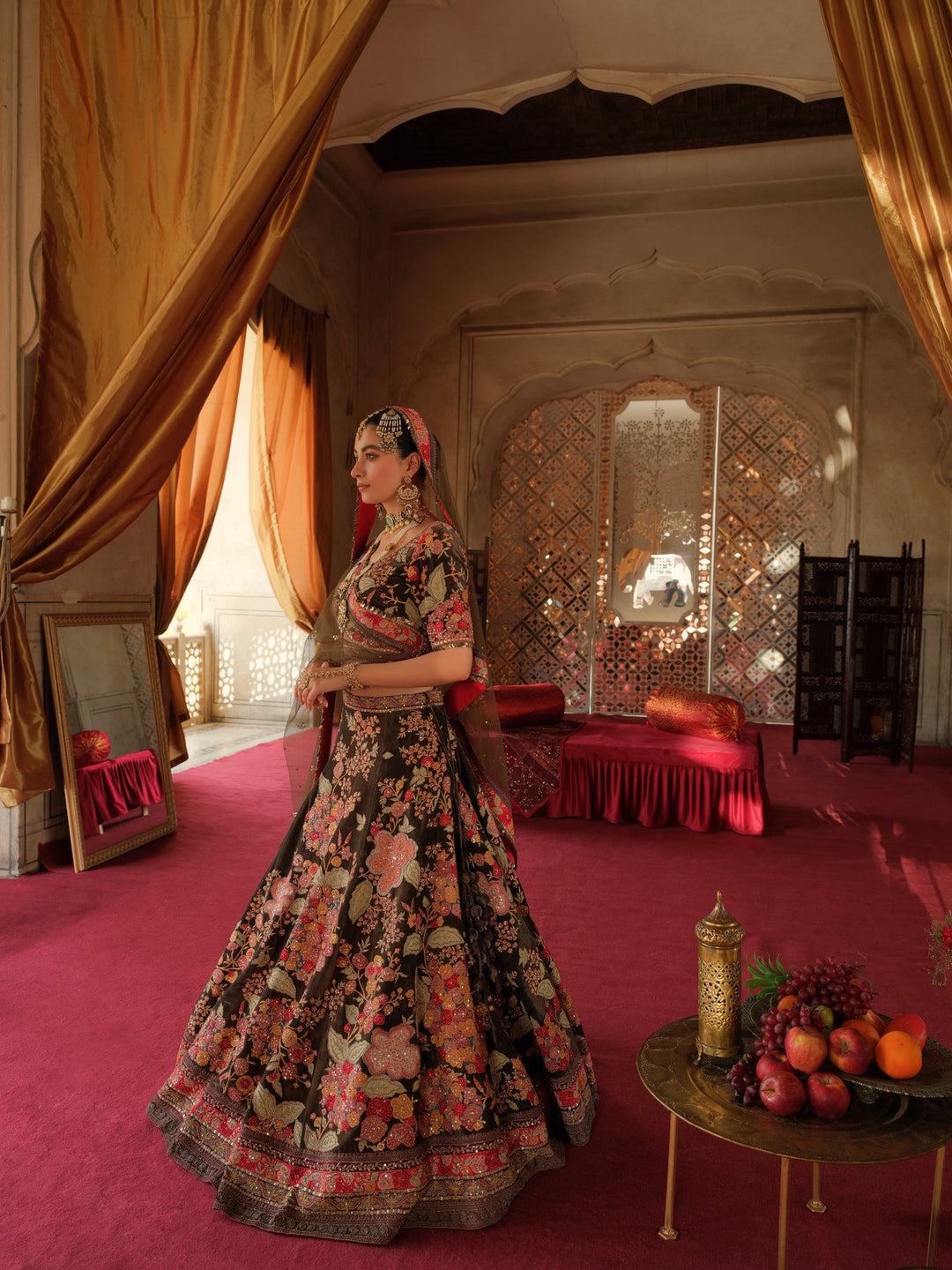 Luxurious Pakistani Bridal Lehenga Choli with Floral Embroidery