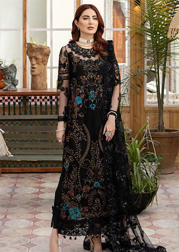 Premium Embroidered Black Salwar Kameez Trousers Pakistani Party Dress