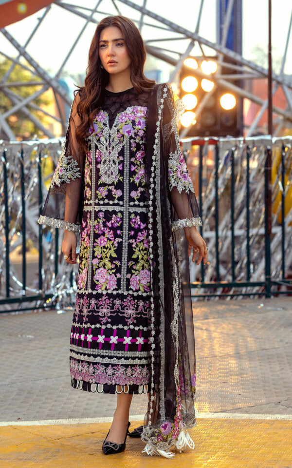 Pakistani Eid Dresses in Black Designer Salwar Kameez 
