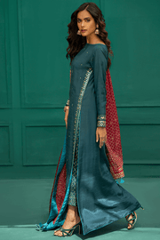 Pakistani Eid Dresses in Blue Long Kameez Trouser Style 2022