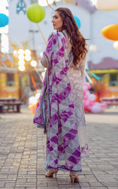 Pakistani Eid Dresses in Chikan Violet Kameez Salwar – Nameera by Farooq