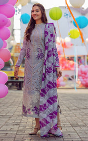 Pakistani Eid Dresses in Chikan Kari Violet Kameez Salwar