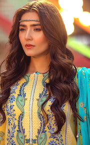 Pakistani Eid Dresses in Lime Yellow Kameez Salwar 2022