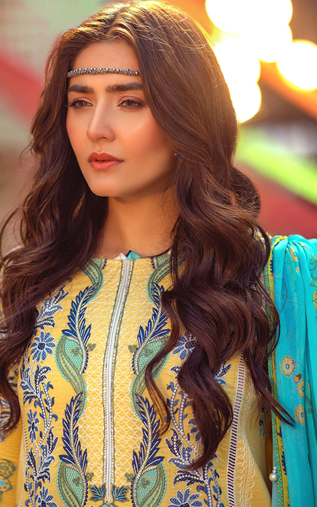 Pakistani Eid Dresses in Lime Yellow Kameez Salwar 2022
