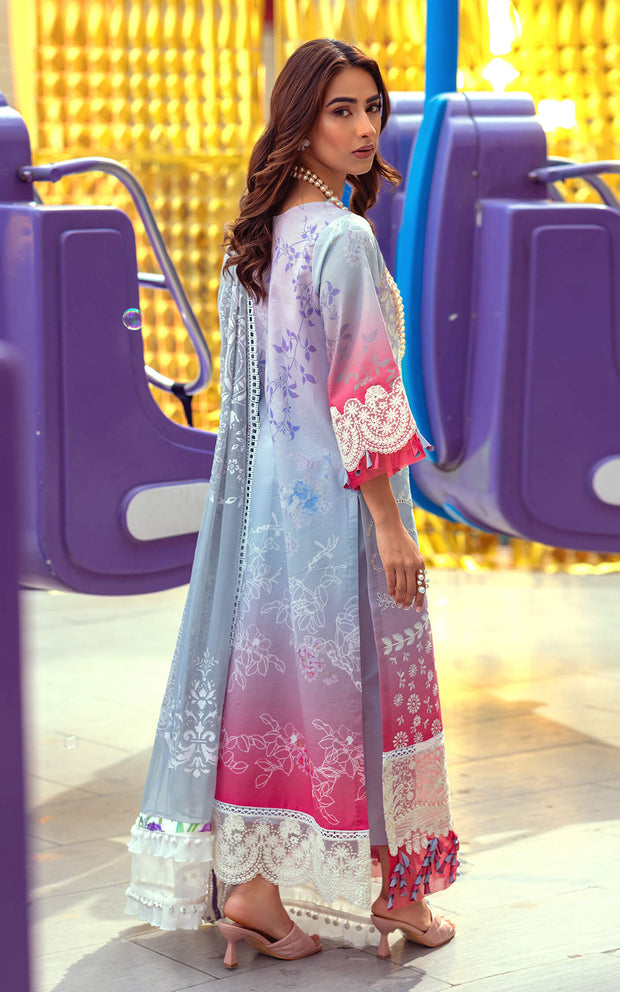 Pakistani Eid Dresses in Sky Blue Color Salwar Kameez 2022