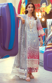 Pakistani Eid Dresses in Sky Blue Color Salwar Kameez 