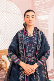 Pakistani Eid Dress in Blue Kameez Trouser and Dupatta Style