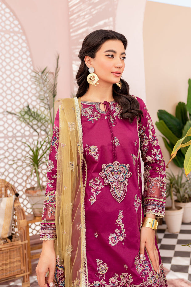 Pakistani Eid Dress in Magenta Kameez Sharara Style Online