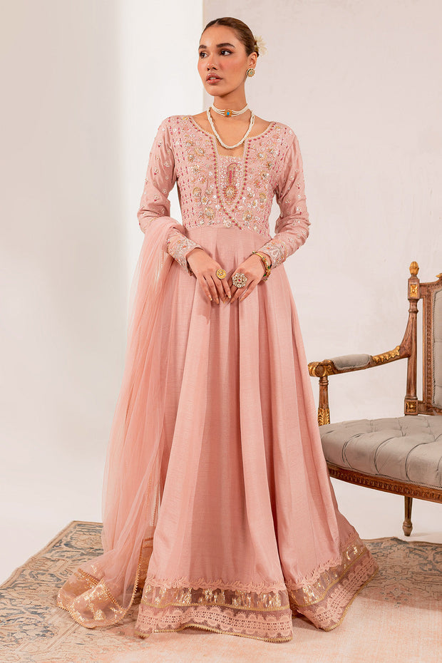 Pakistani Eid Dress in Raw Silk Soft Pink Pishwas Style Small Pakistani Eid Dress in Raw Silk Soft Pink Pishwas Style Small