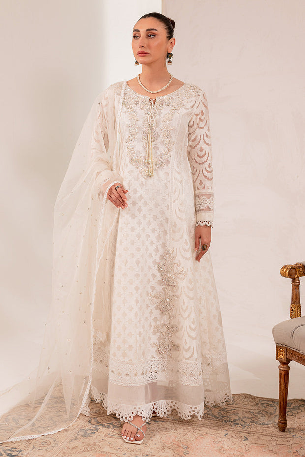 Pakistani Eid Dress in Royal White Pishwas Frock Style