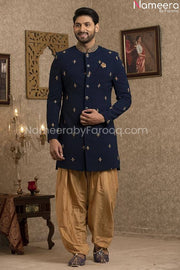 Pakistani Elegant Blue Sherwani for Groom Online 