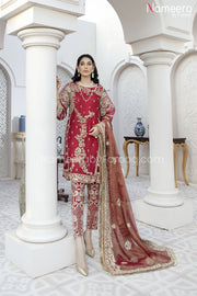 Pakistani Embroidered Chiffon Dress for Party