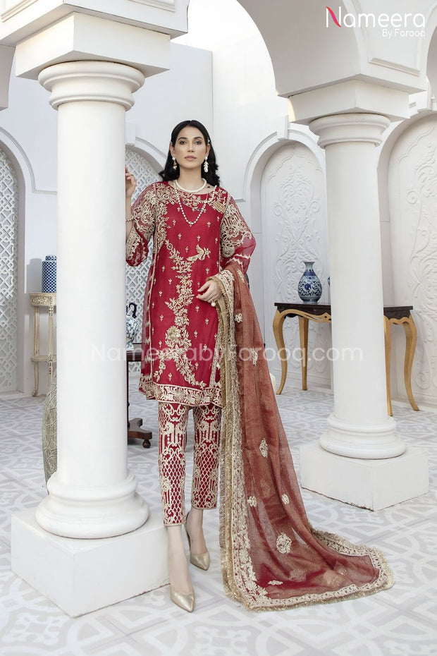 Pakistani Embroidered Chiffon Dress for Party