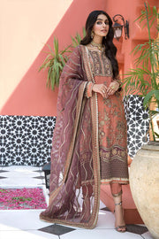 Pakistani Embroidered Chiffon Dress in Pink Color 
