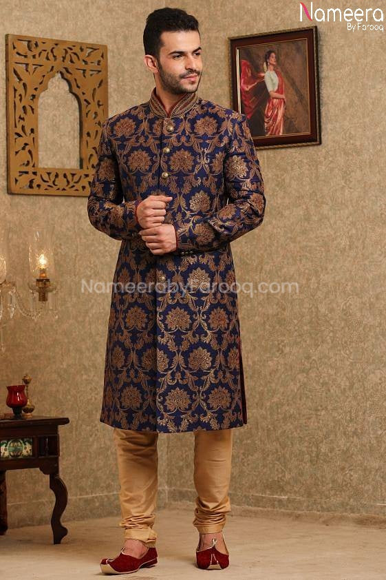 Pakistani Embroidered Designer Sherwani 2021 Front look