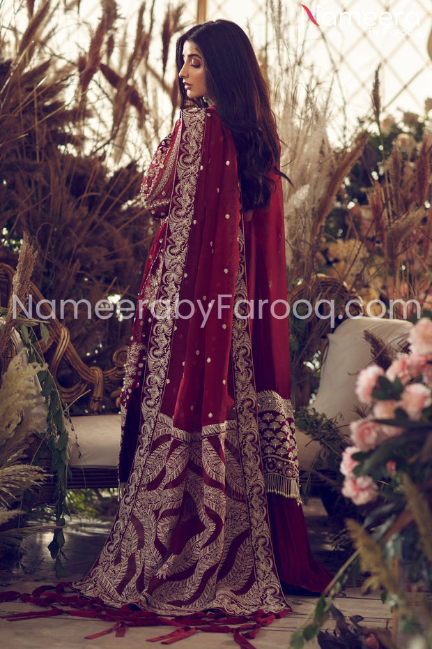 Pakistani Embroidered Red Dress