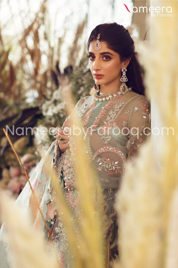 Latest Pakistani Formal Party Dress with Embroidery